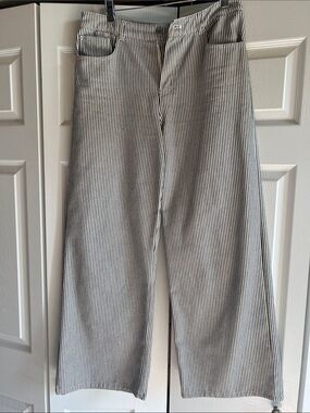 Vici Black and White Striped Wide Leg Jeans